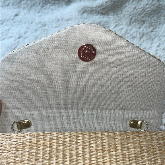 d’margeaux New York Tan and Cream Mini Bag Purse with Basket-Weave Design - Picture 8 of 15